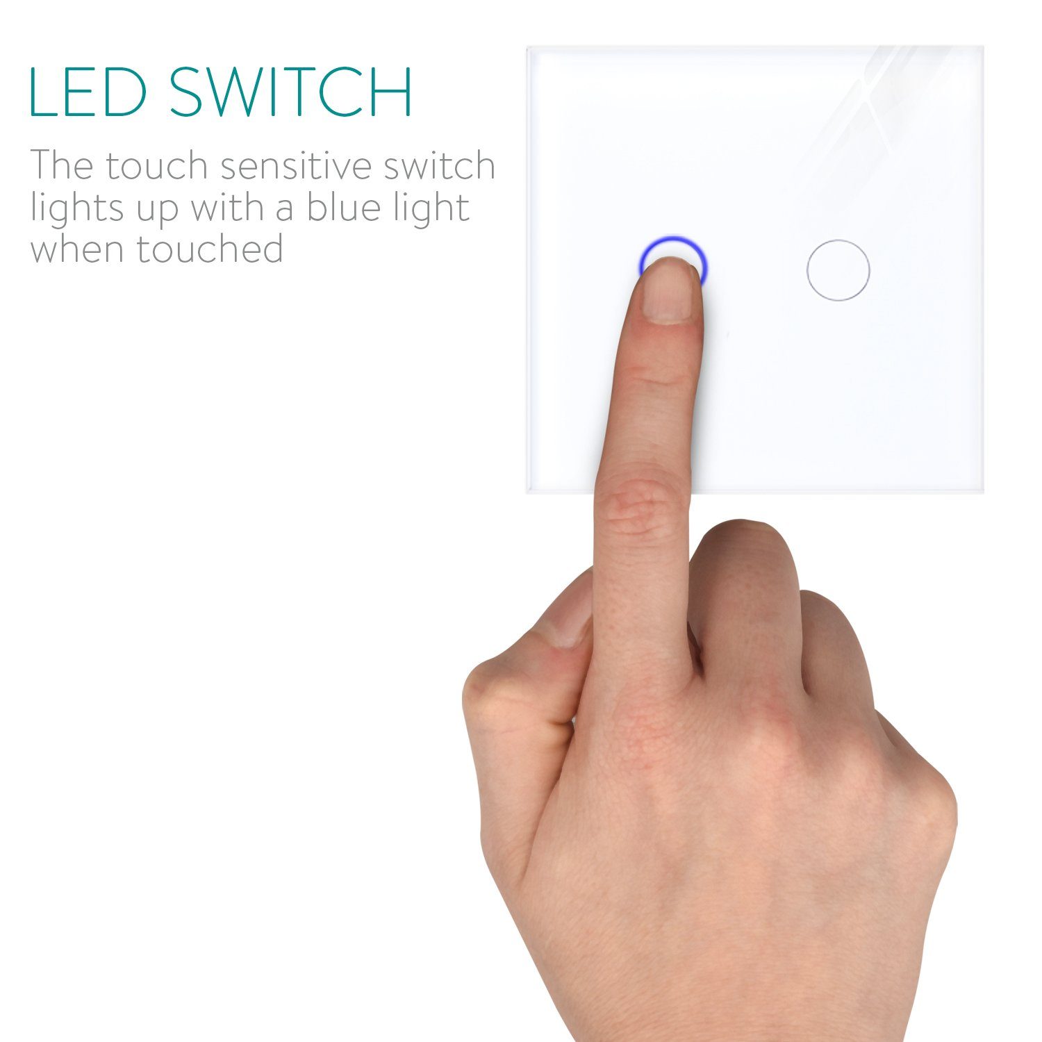 Touch-Wandschalter Status-LED und 2-facher mit Glas-Panel Lichtschalter Navaris