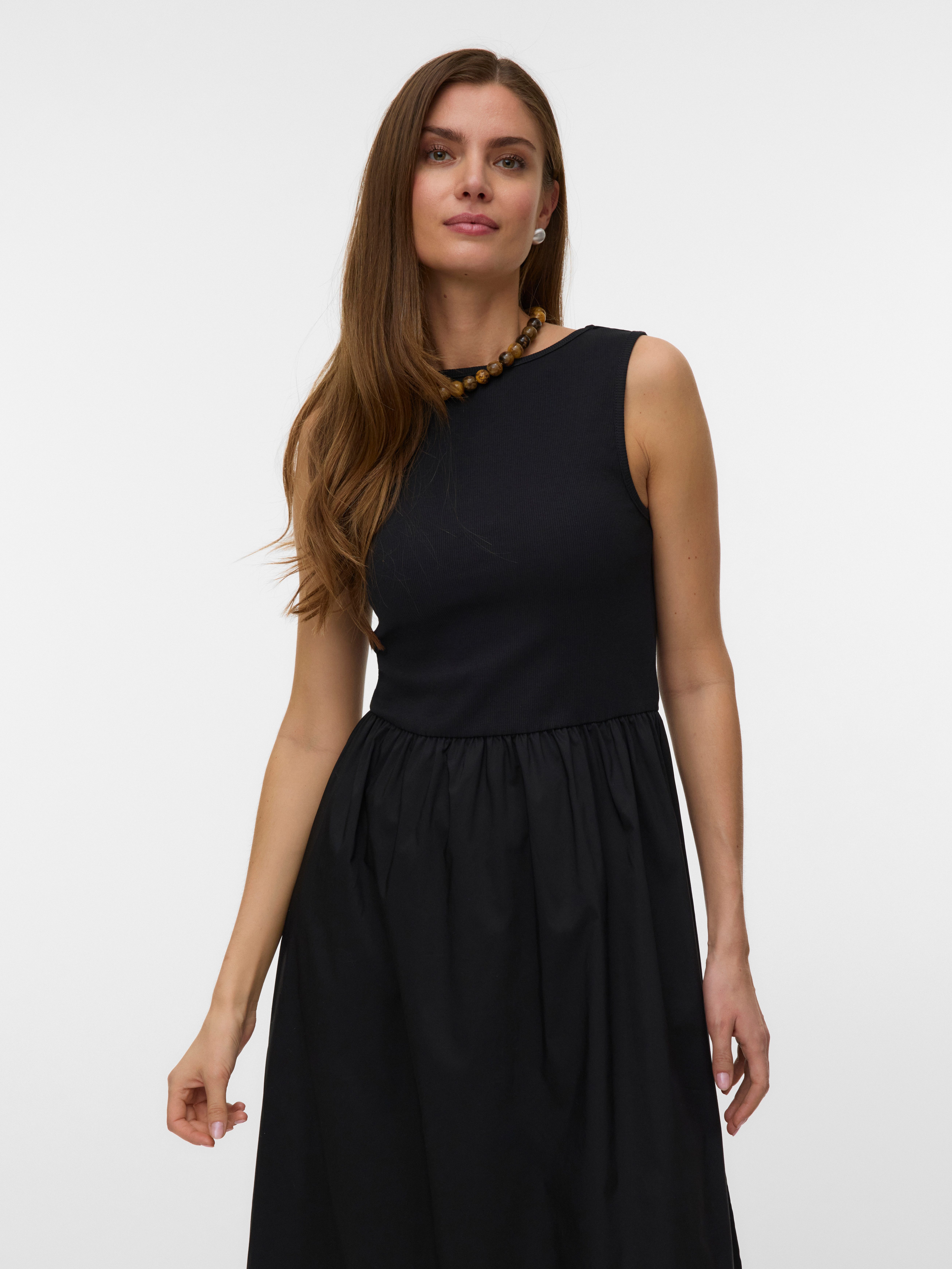 Vero Moda Maxikleid VMVIDA SL 7/8 DRESS WVN NOOS Baumwollmischung