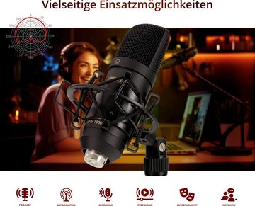 McGrey Mikrofon USB-M 1000 BK Kondensatormikrofon - USB Plug & Play Studiomikrofon (USB-Kondensatormikrofonset, 4-tlg), inkl. Mikrofonspinne, Tischstativ & USB Kabel