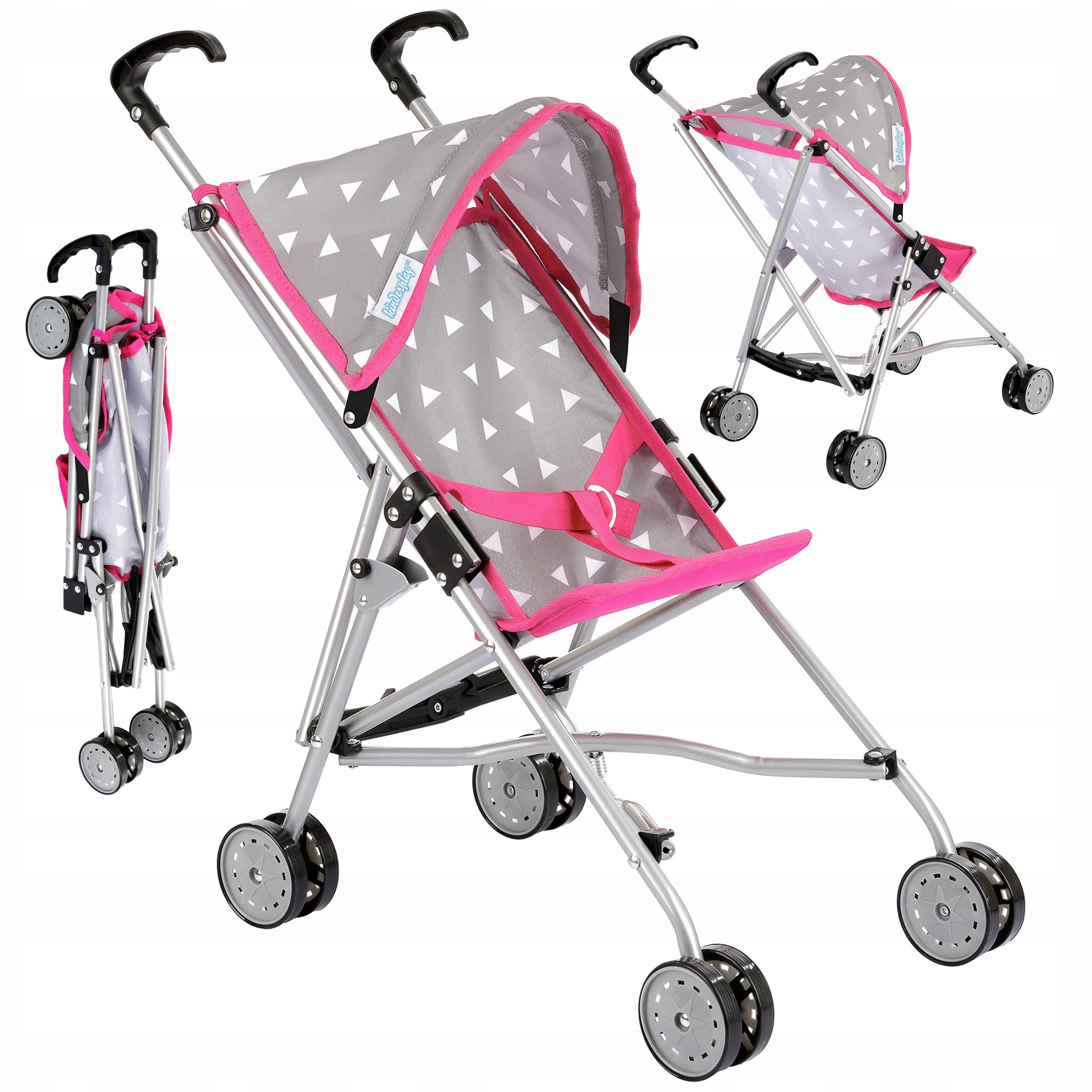 Kinderplay Dolls & Strollers Puppenbuggy Puppenbuggy mit Verdeck – leichter Kinderwagen – ab 2 Jahren – faltbar