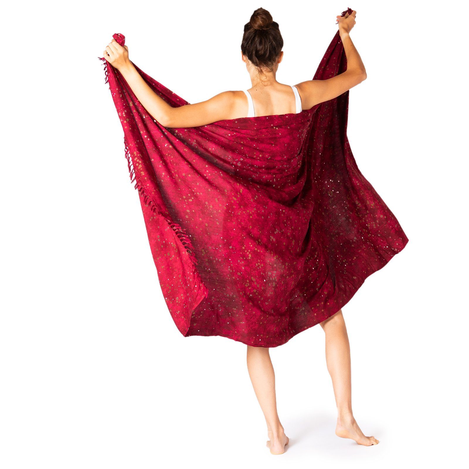 Cover-up Schultertuch Strandkleid B508 hochwertiger Halstuch PANASIAM für den aus sky Starlit Pareo Wachsbatik Sarong Strand Tuch Strandtuch, Bikini redstarlit Viskose