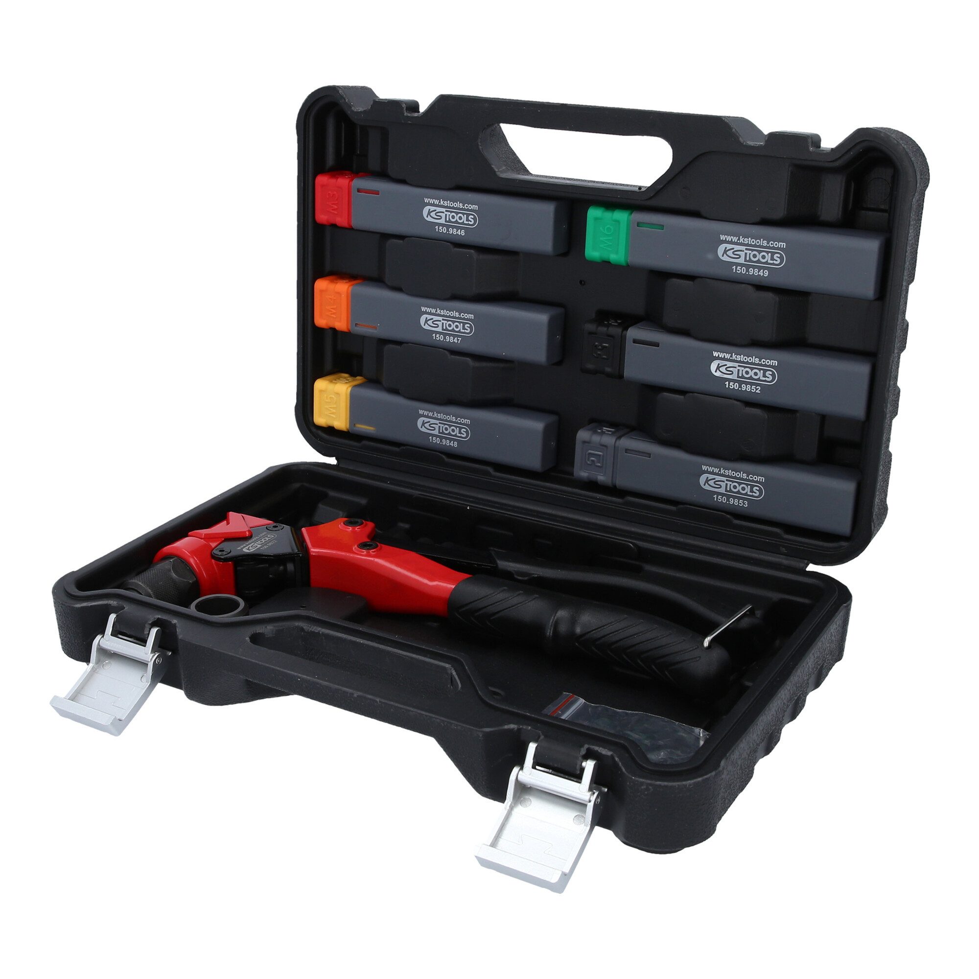 KS Tools Gewindebohrer KS Tools 3 in 1 Handnietzangen-Satz, drehbar, 12-tlg