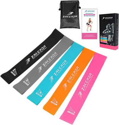 Zakerda Kraftbänder FlexFit Resistance Bands Set - 5-teilig für Fitness, Pilates, Yoga, Hautfreundlich, hochelastisch, bruchsicher