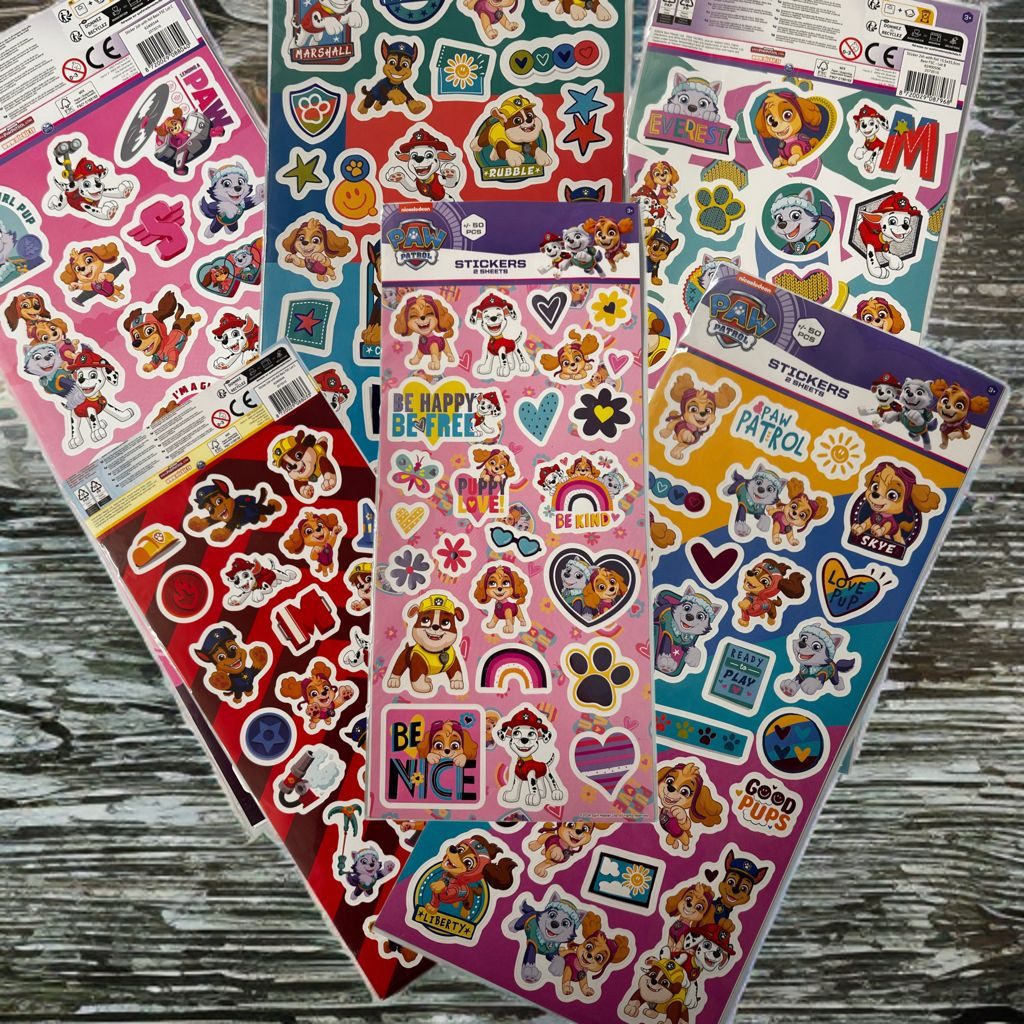 Nickelodeon Sticker Paw Patrol Aufkleber 2 Bögen über 50 Sticker Klebebilder blau pink, (Set 2-tlg), Chase,Marshall,Rubble,Skye und Rocky Geschenke für Jungen und Mädchen