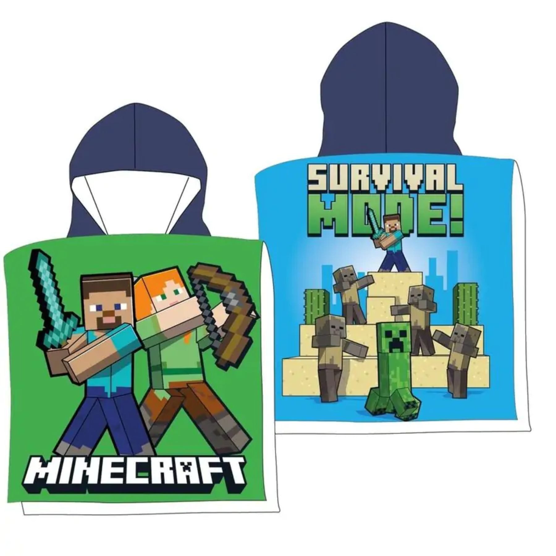 Minecraft Badeponcho 100 x 50 cm Mikrofaser Bade Poncho für Jungen und Mädchen ab 3 Jahren