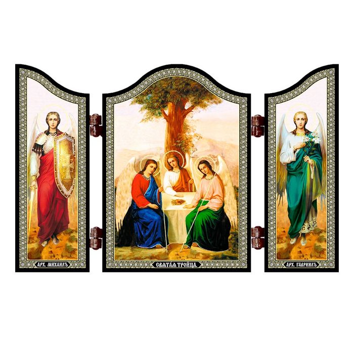 NKlaus Holzbild 1409 Heilige Dreifaltigkeit Christliche Ikone Svja Triptychon