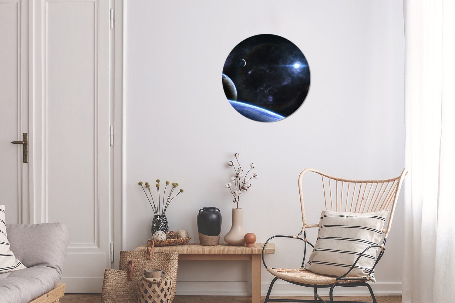 30x30 (1 Sternplaneten, Wanddekoration Wandbild, Gemälde Wohnzimmer, cm St), Kreis Forex, MuchoWow Rundes