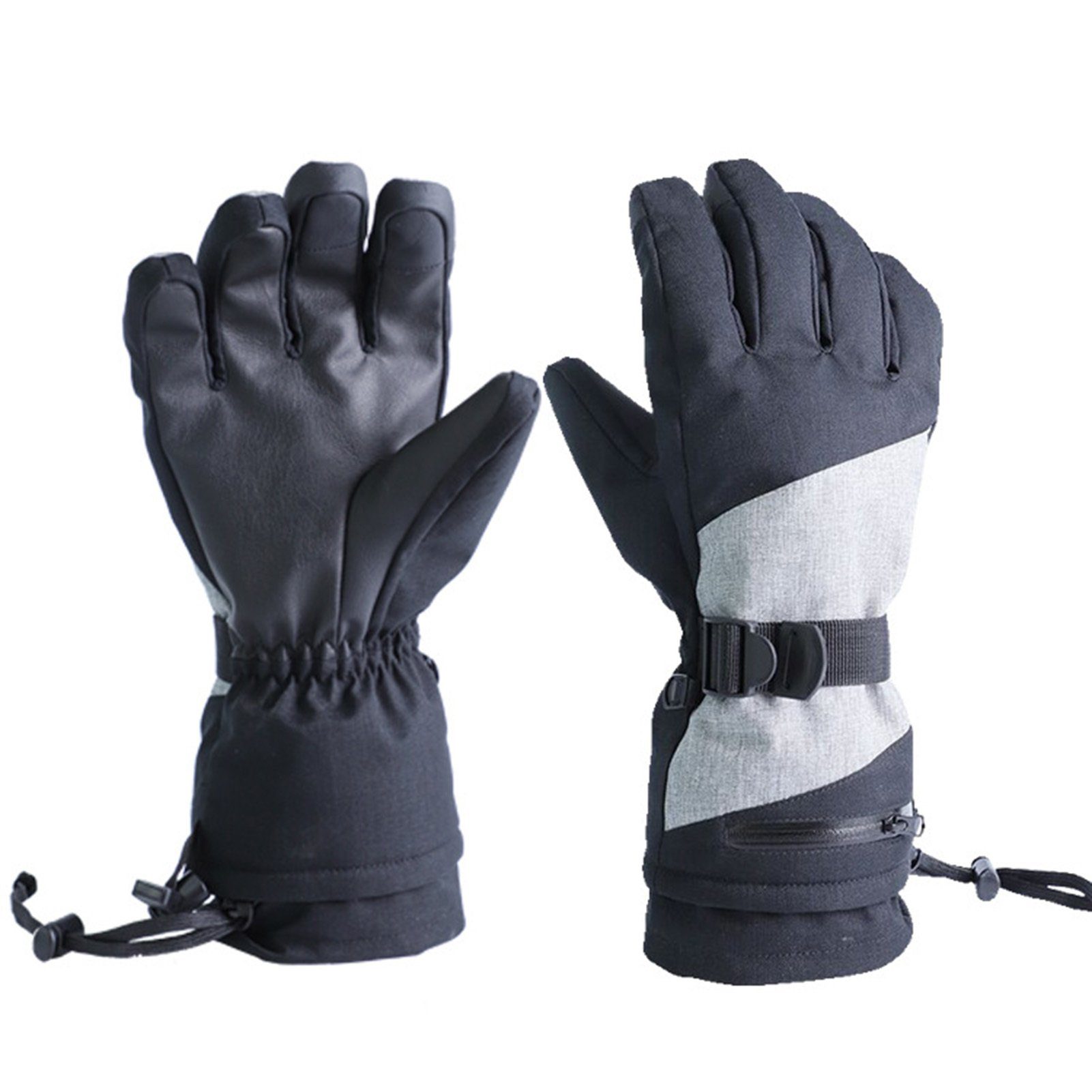 Blusmart Skihandschuhe Unisex-Fahrradhandschuhe, Touchscreen-Fleece-Thermo-Skihandschuhe black