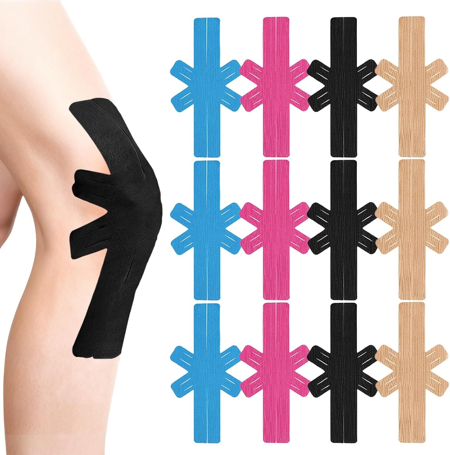 FELIXLEO Kinesiologie-Tape 12 Stück Precut Kinesiotapes für Knie, Wasserfest & Hautfreundlich (1-St)