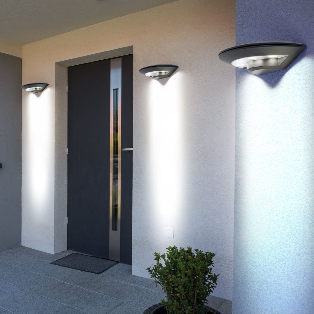 etc-shop Warmweiß, Terrassen Lampen Außen-Wandleuchte, Wand LED Bereich LED-Leuchtmittel Balkon verbaut, 4x ALU fest anthrazit Außen