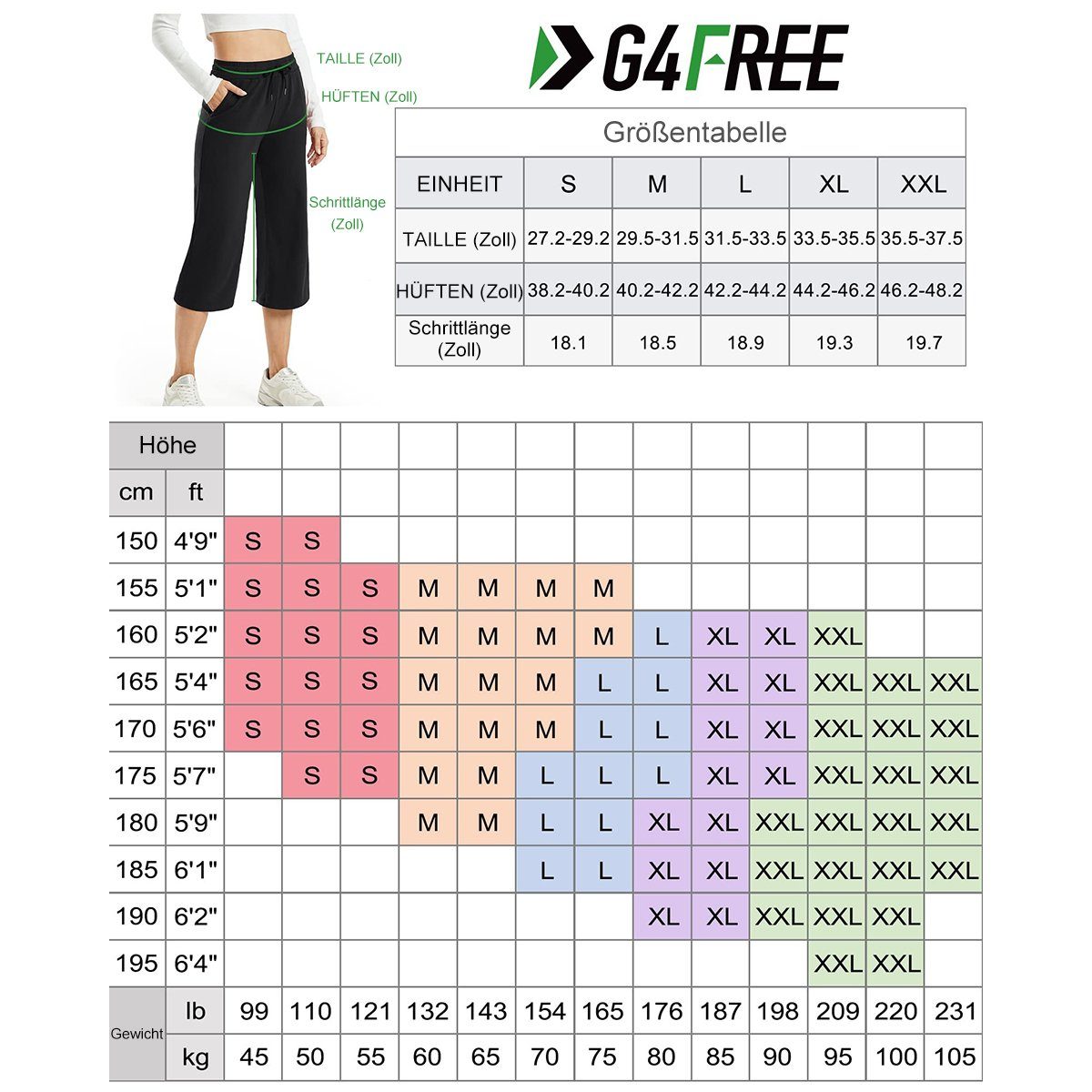 G4Free Yogahose Yoga-Hosen für Damen, Jogginghose Freizeit Lounge