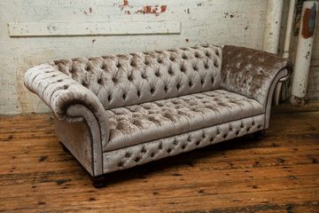 JVmoebel Chesterfield-Sofa Design Dreisitzer Couch Polster Sofa Moderne 3er Sitz Möbel Grau, Die Rückenlehne mit Knöpfen.