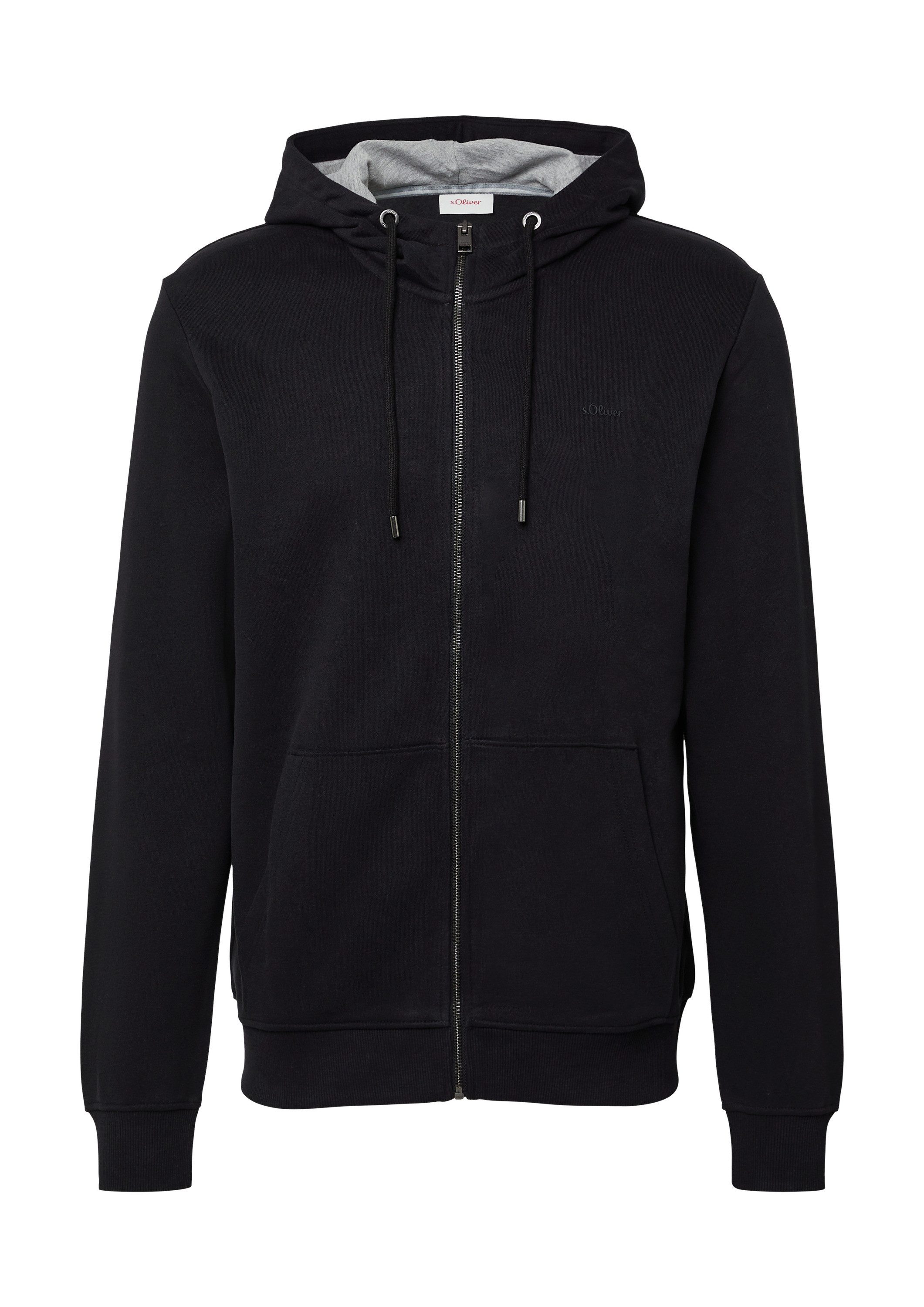 s.Oliver Sweatjacke Sweatshirt Jacke Sweatshirt-Jacke mit Kapuze und Logo