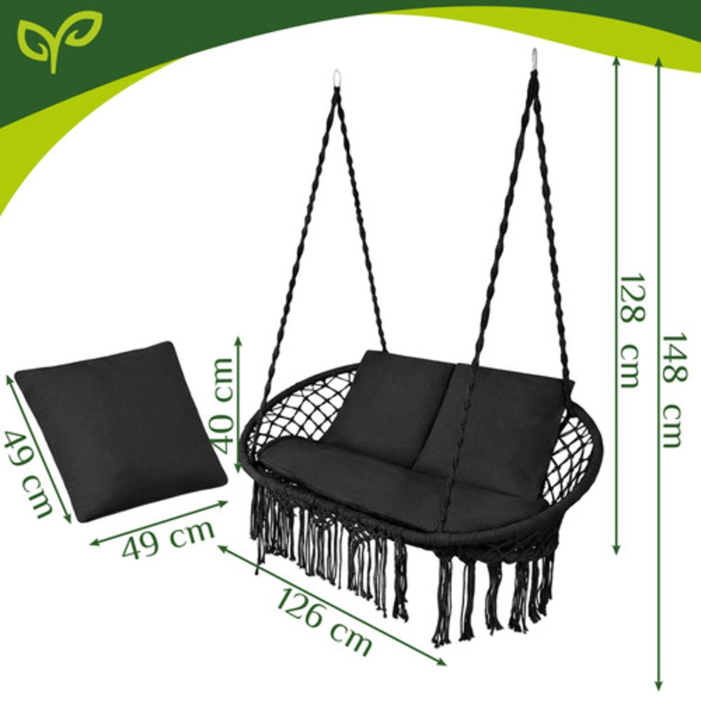 Gardlov Doppelschaukel Gartenschaukel Storchennest Zweisitzer, (Spar-Set, bis 300 kg), große Storchennest-Gartenschaukel für zwei Personen