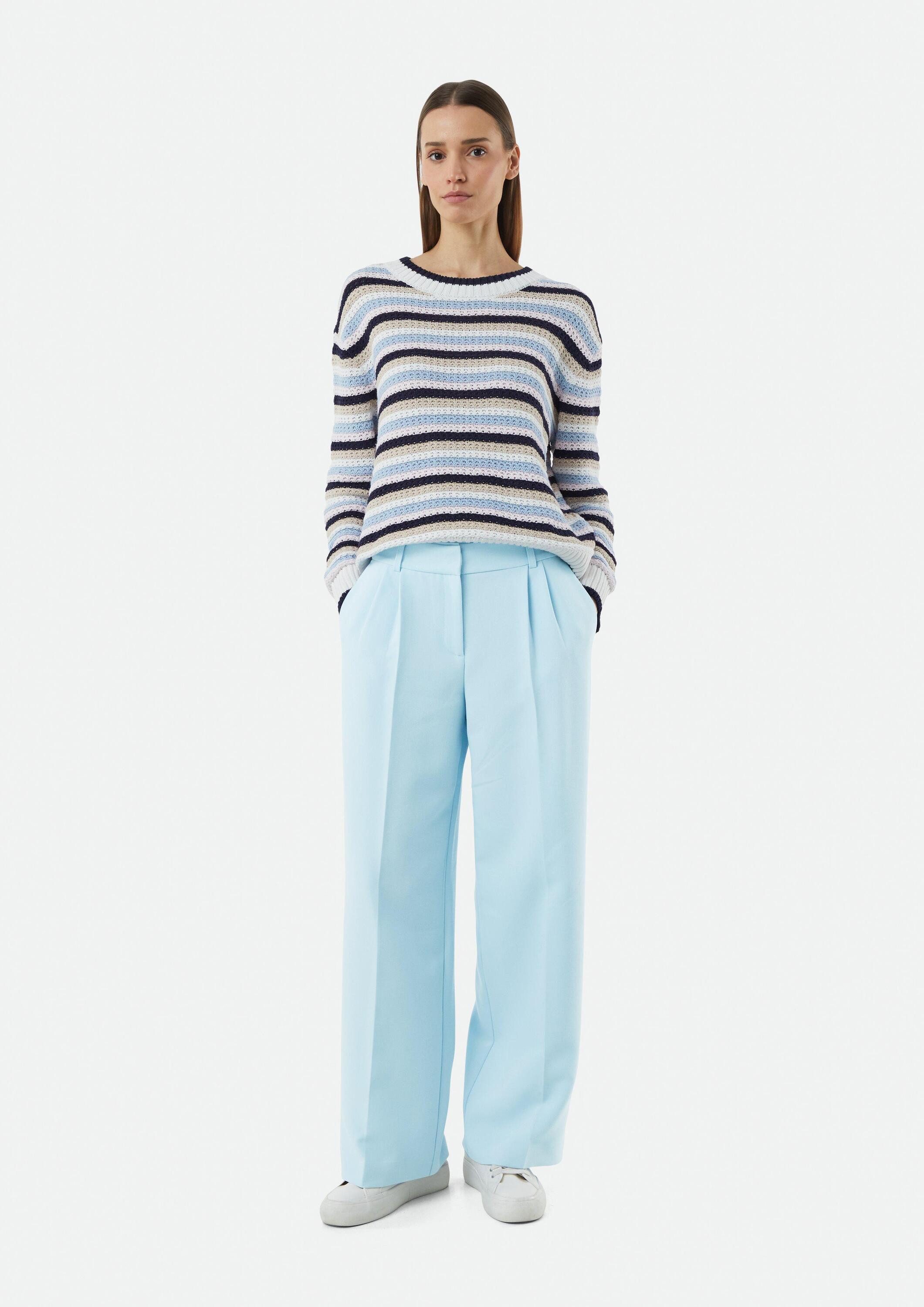 comma Chinos Hose Hochwertige Wide-Leg-Hose mit Bund-Detail