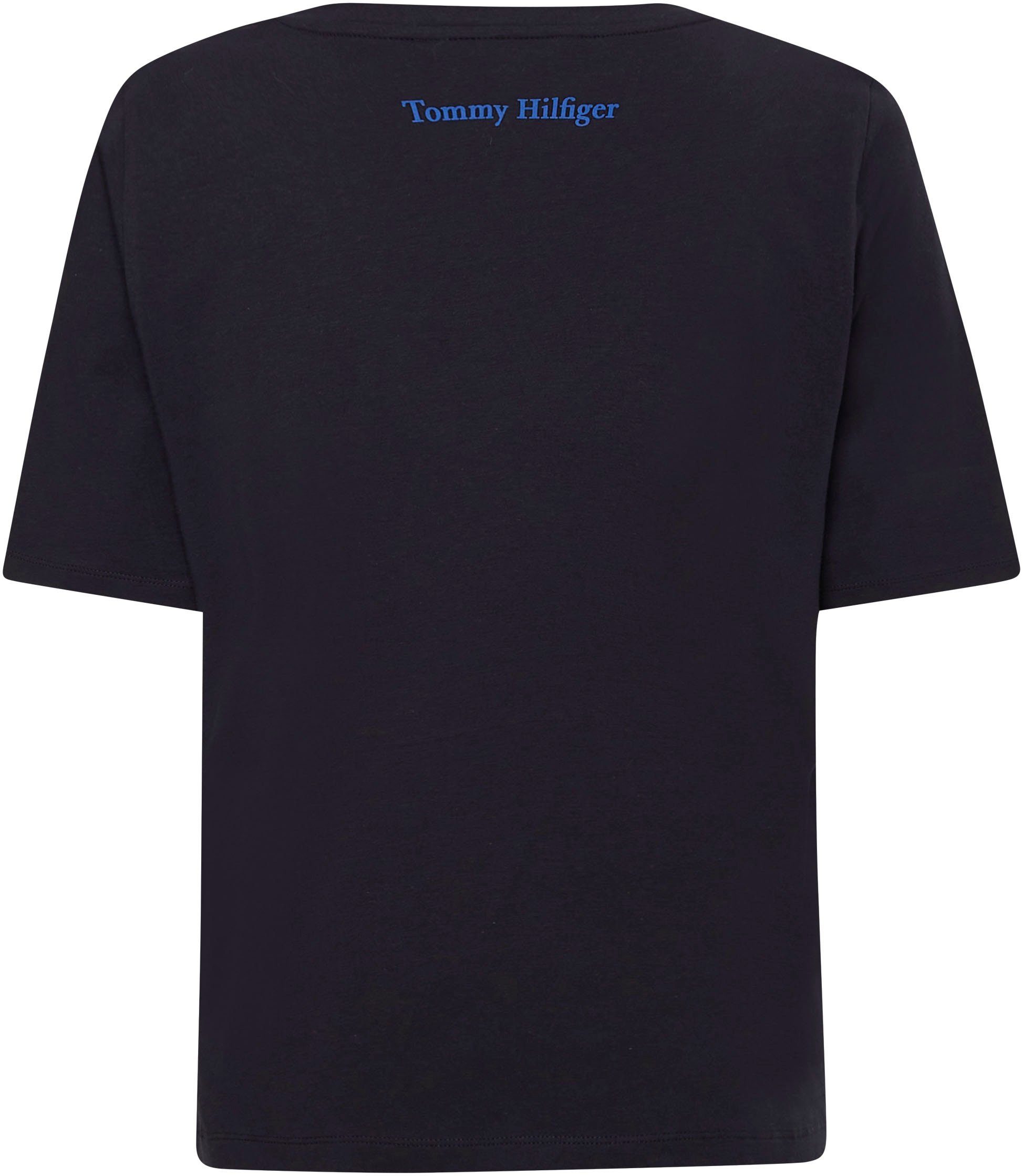 mit T-Shirt dunkelblau Markenlabel Hilfiger Tommy