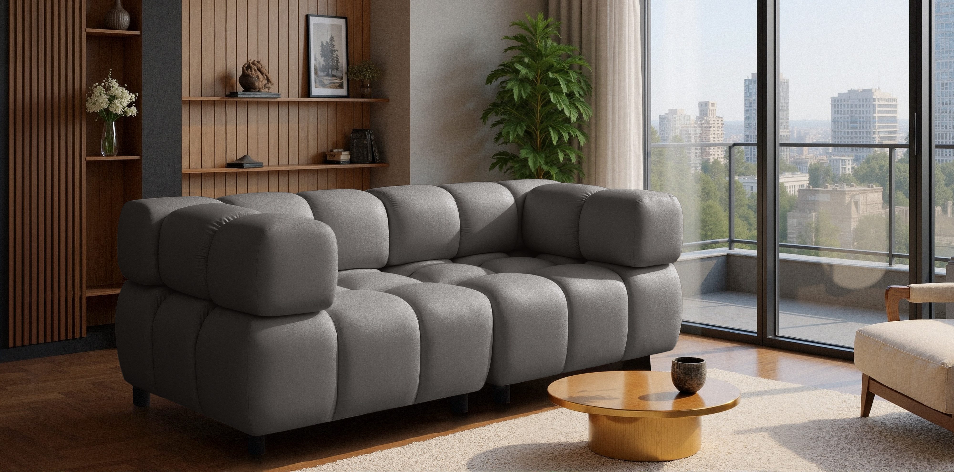 Kaiser Möbel Sofa 3-Sitzer modern modular Premium aus Veloursstoff Bluvel, BOLLA, Einzelartikel, luxuriöses Designer-Sofa,moderne Bubble-Form