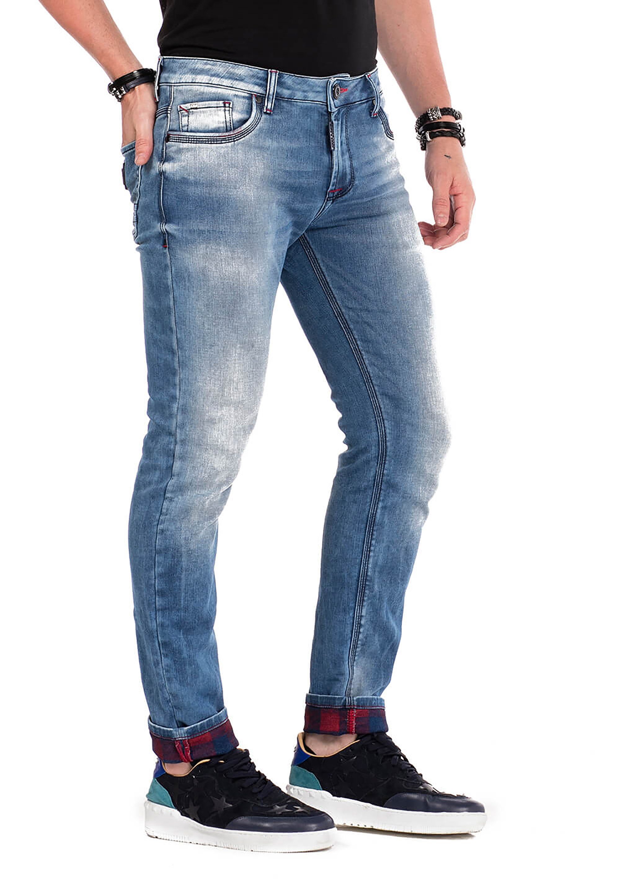 Cipo & Baxx Used Slim-fit-Jeans blau im Look