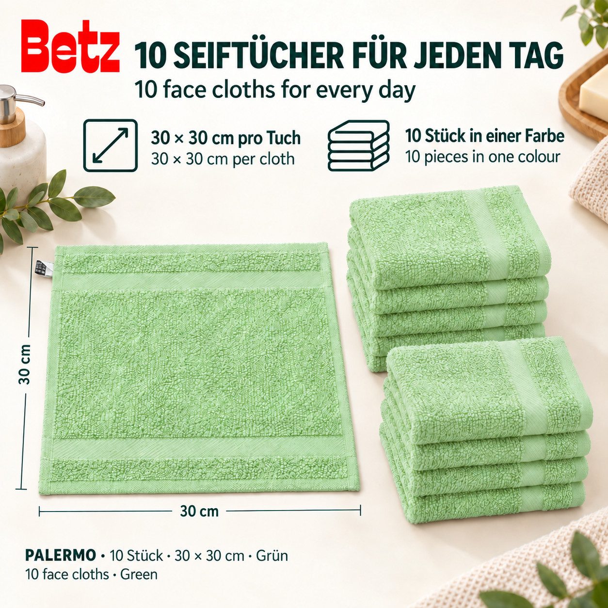 Betz Seiftuch 10 Stück Seiftücher Seiflappen Set Palermo Größe 30x30 cm – Bild 5 von 5