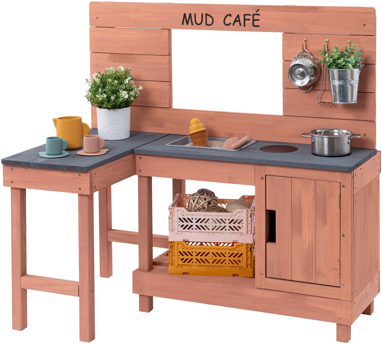 MUDDY BUDDY® Outdoor-Spielküche Matschküche Coffee Corner Holz