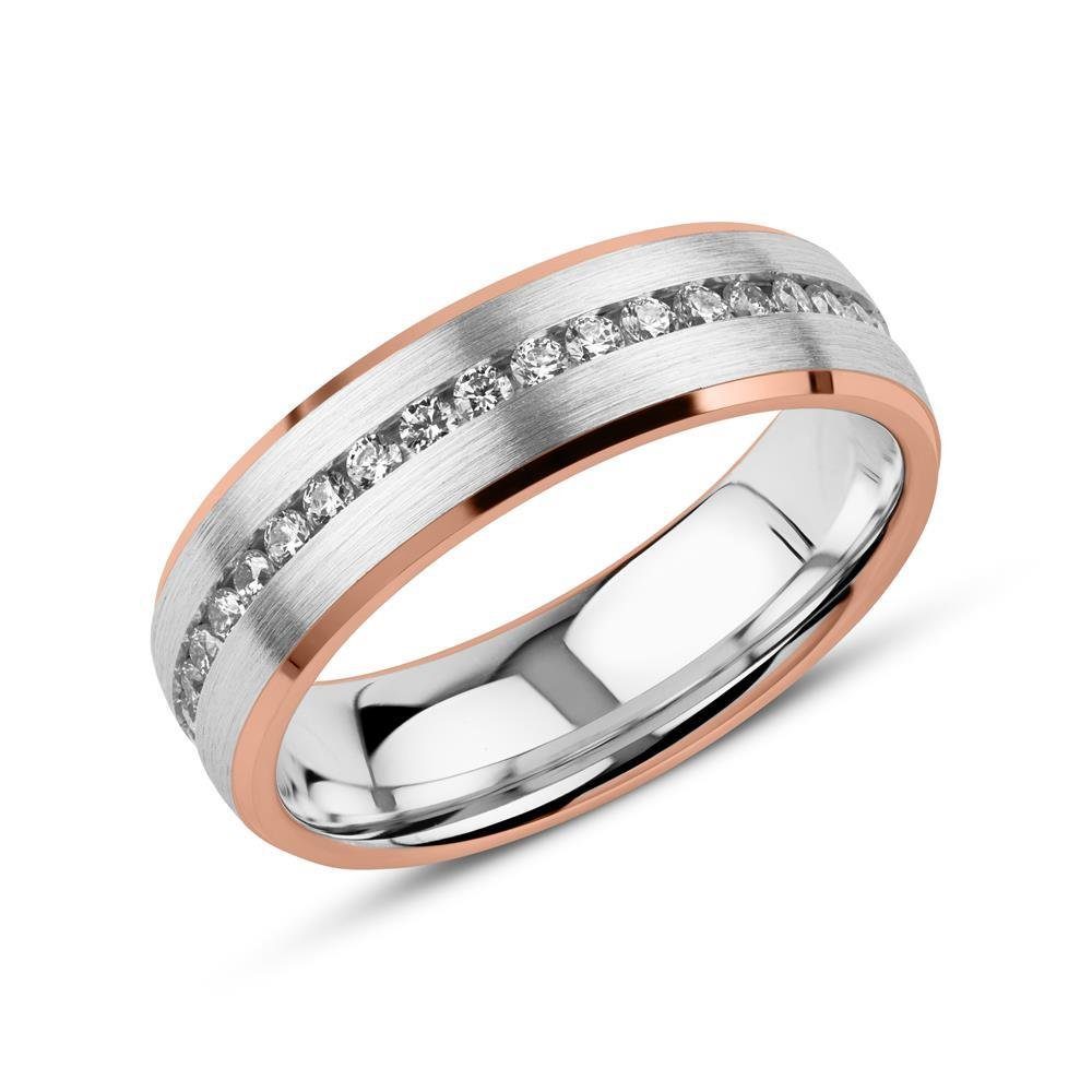 Vivo Silberring Ring, Damen von Unique, 925er Silber, rosé mit Zirkonia (Größe: 48mm)