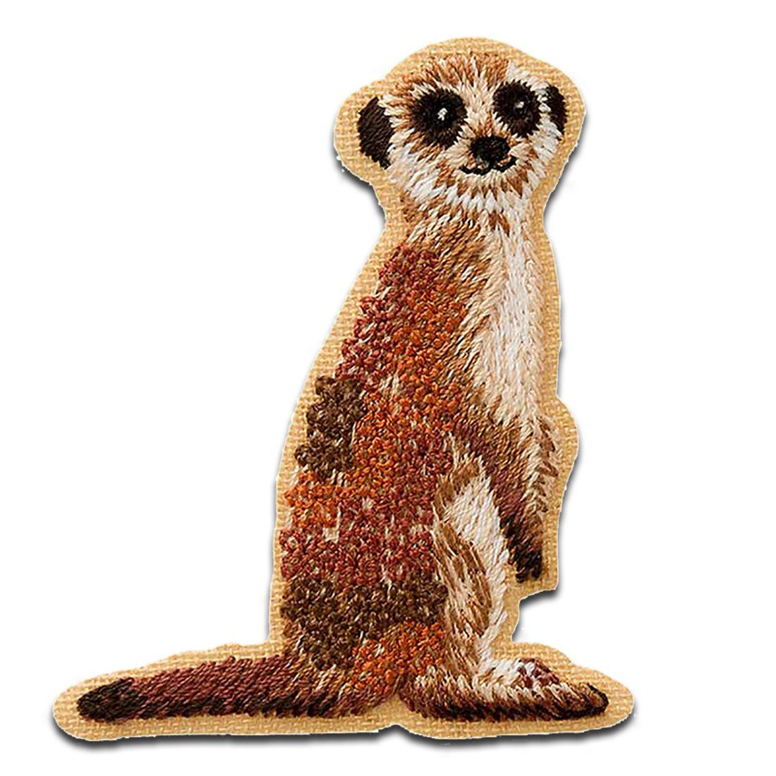 Mono-Quick Aufnäher Bügelbild, Aufbügler, Applikationen, Patches, Flicken, zum aufbügeln, Polyester, Erdmännchen Tier - Größe: 5,9 x 5,1 cm