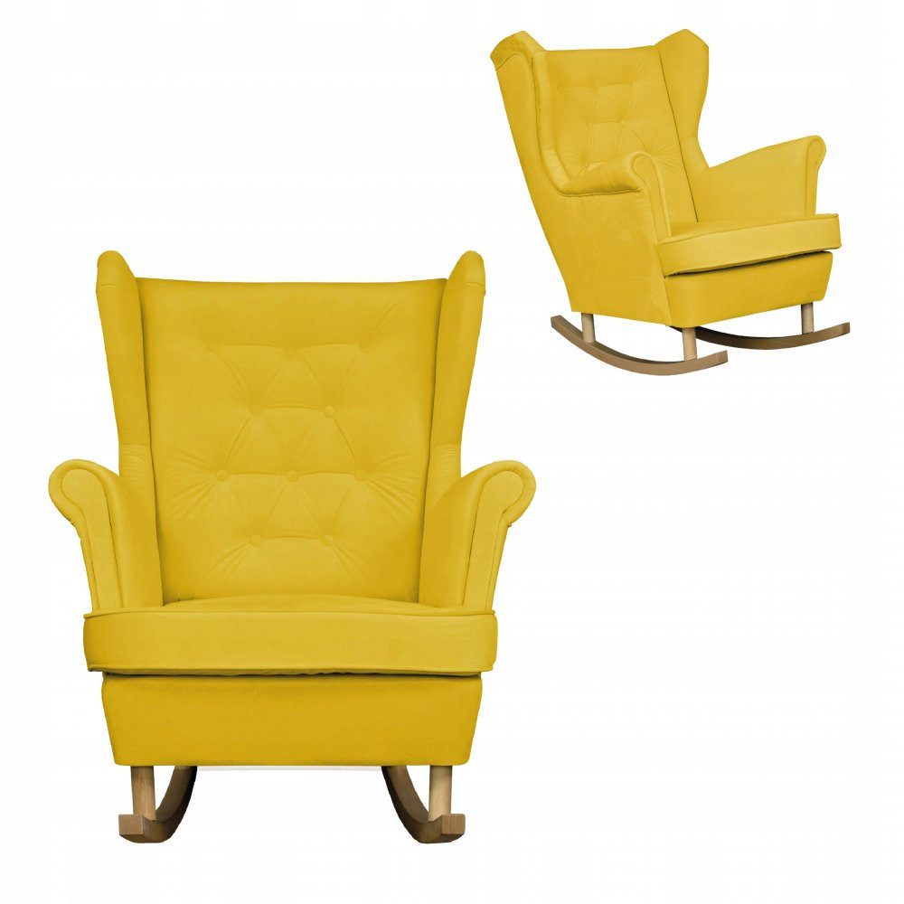 Family Meble Schaukelstuhl Family Meble Diana Schaukelstuhl mit Veloursbezug Gelb 84x92x104 cm