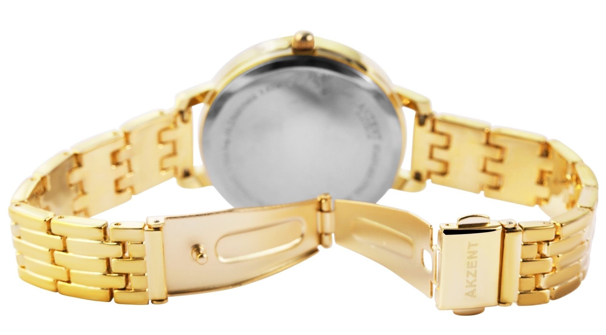 Metall Gliederband Damen mit Sohan goldfarbig Armbanduhr AKZENT aus Quarzuhr