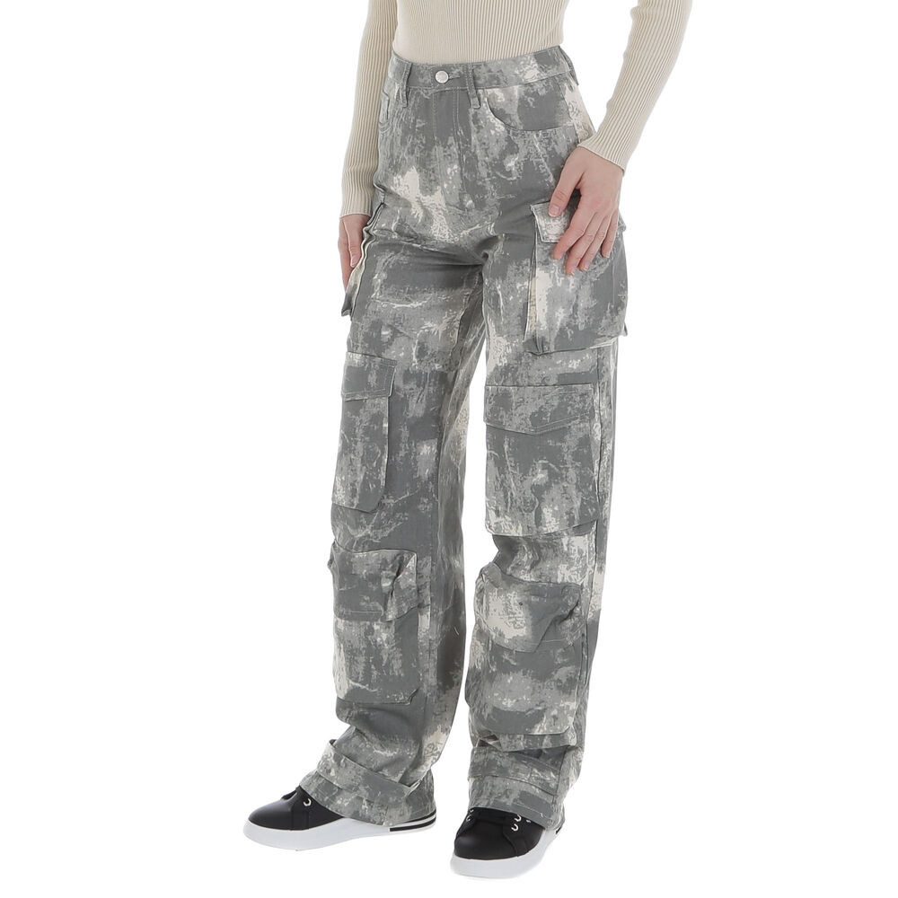 Ital-Design Cargohose Damen Freizeit (86746086) Camouflage Stoffhose in Gra günstig online kaufen