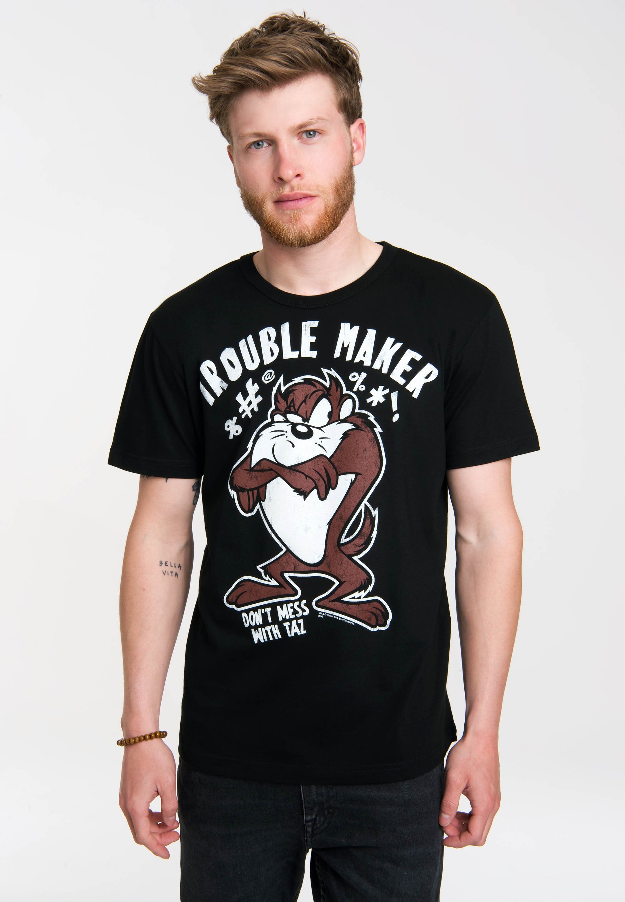 Tasmanischer - Looney Tunes LOGOSHIRT Teufel tollem Frontprint T-Shirt mit