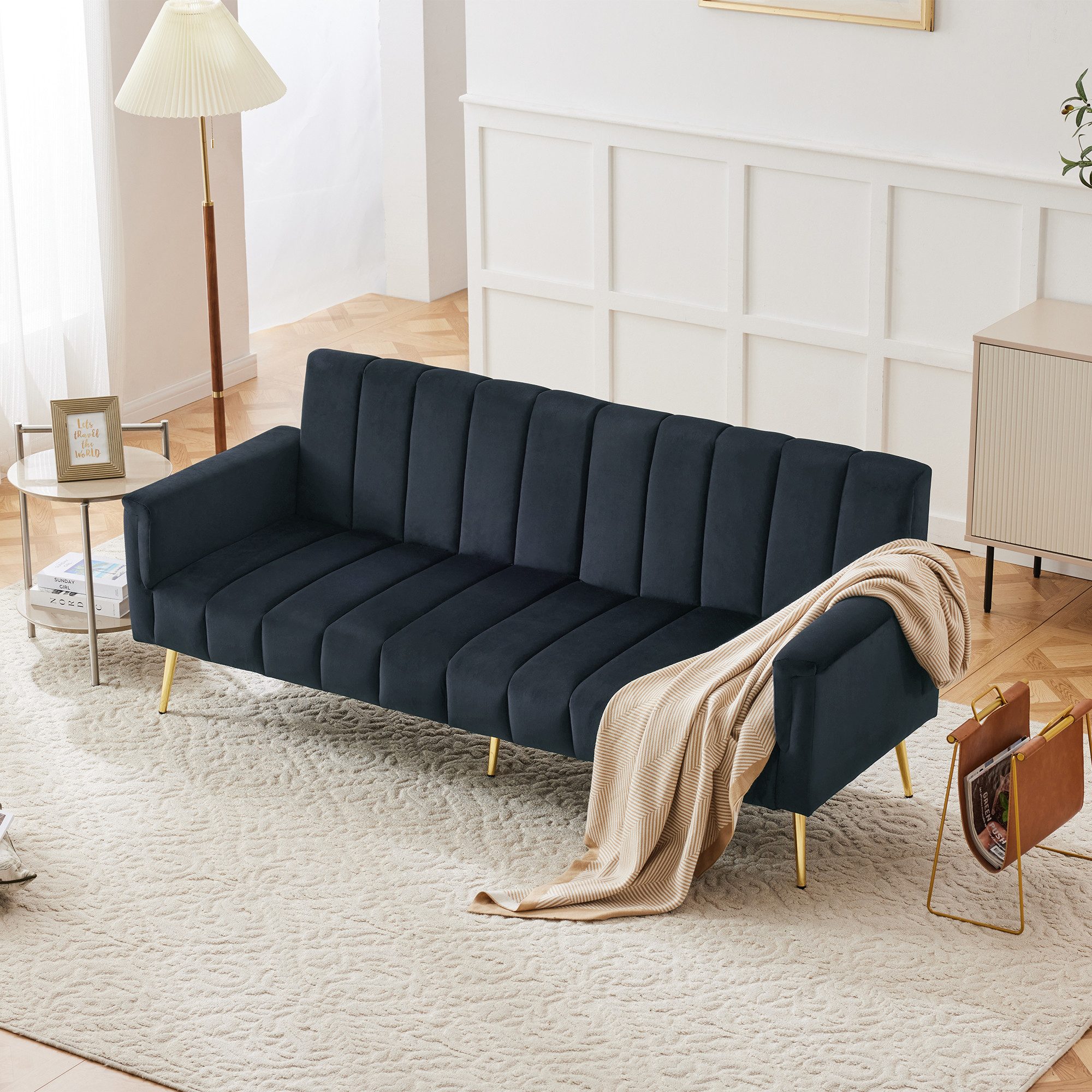 STILVORA Schlafsofa mit bettfunktion,Zweisitzer-Klappsofa Kleines Wohnzimmersofa mit Kisse, Multifunktionales Schlafsofa, mit verstellbarer Rückenlehne & Armlehnen 1 Teile, mit Relaxfunktion