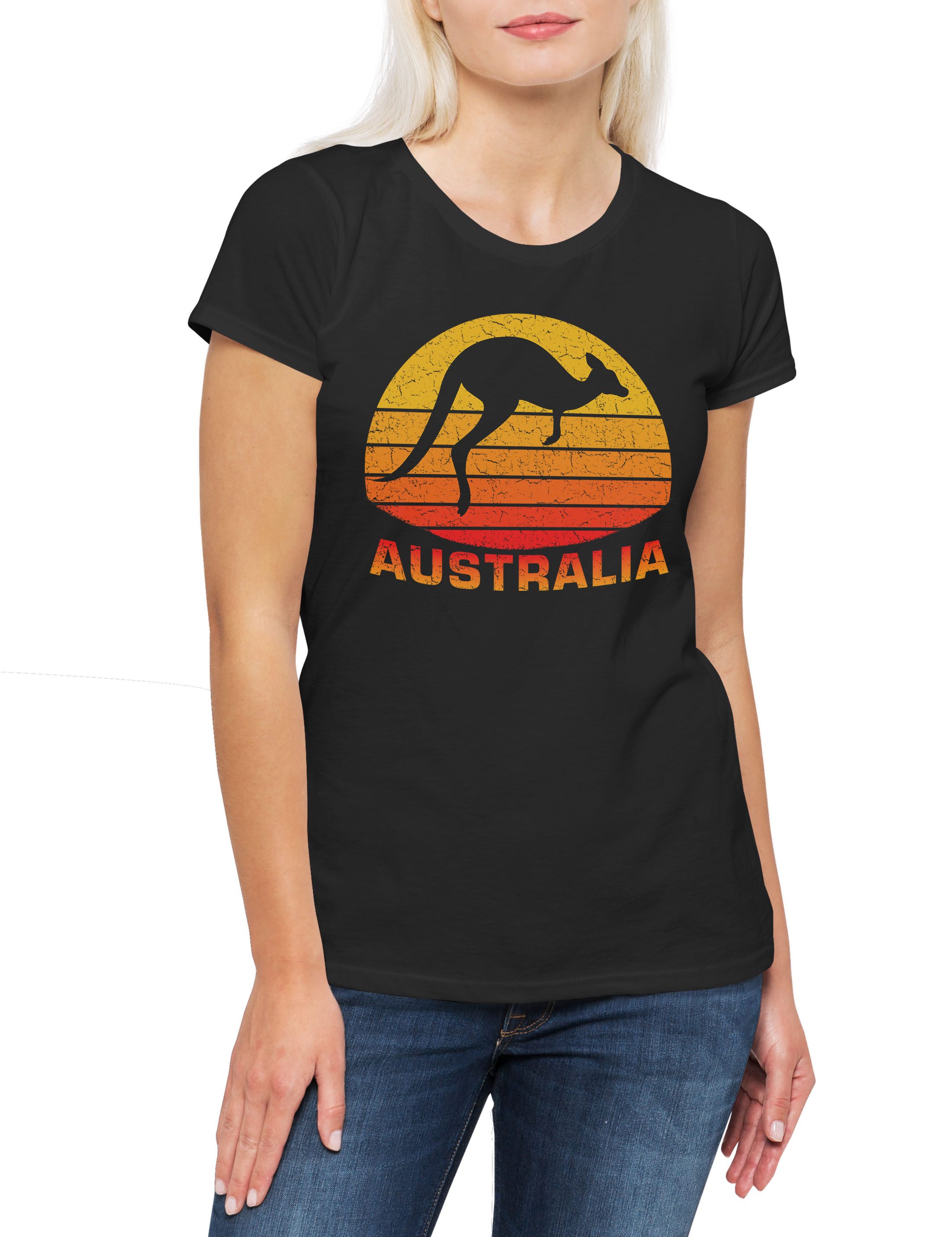 Urban Backwoods Print-Shirt Kangaroo Australia Damen T-Shirt Australien Down Under Sydney Outback (1-tlg) Backpacker Känguru Tasmanien