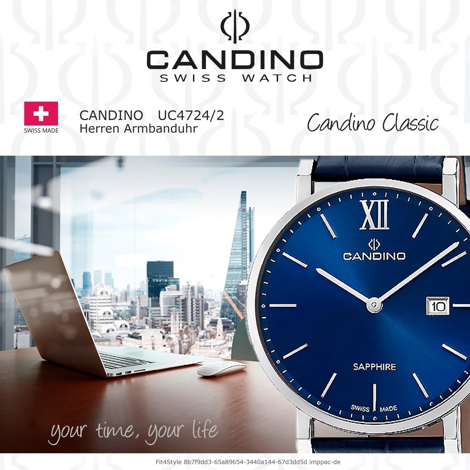 rund, Armbanduhr Candino Quarzuhr Herrenuhr Classic, Edelstahlarmband blau Candino Herren