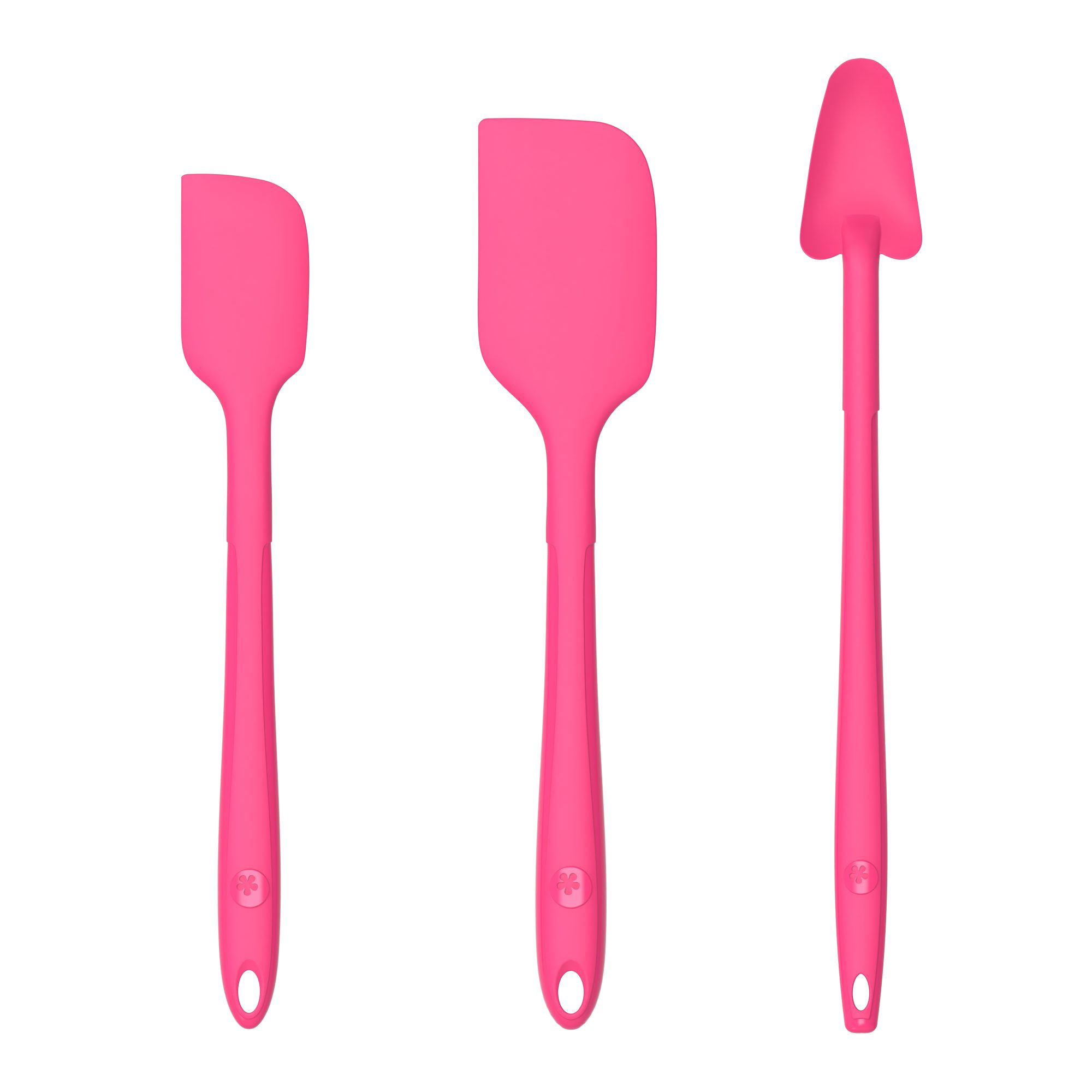 Kochblume Kochbesteck-Set Teigschaber Vollsilikon L + M + Restelöffel - 3-tlg. - pink