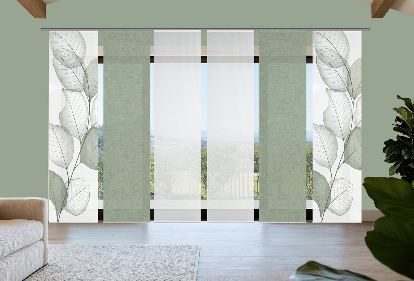Vision S Schiebegardine Vision S YULE Schiebegardine, halbtransparent, Bambusoptik, 260x60 cm (6 St), Paneelwagen, halbtransparent, Polyester