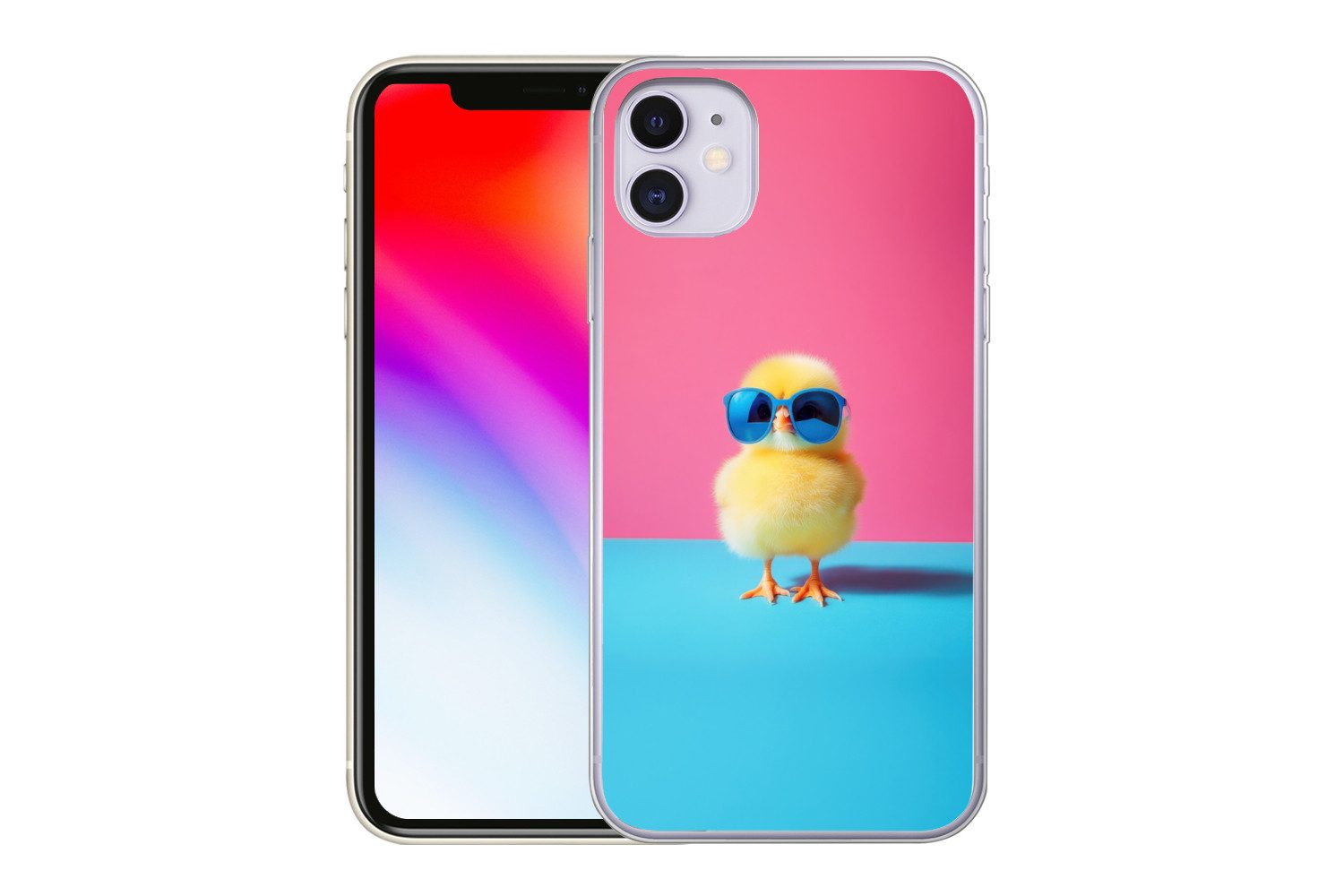 MuchoWow Handyhülle für Apple iPhone 11 Chick - Sonnenbrille - Blau, Smartphone-Bumper, Print, Handy Schutzhülle Dünn
