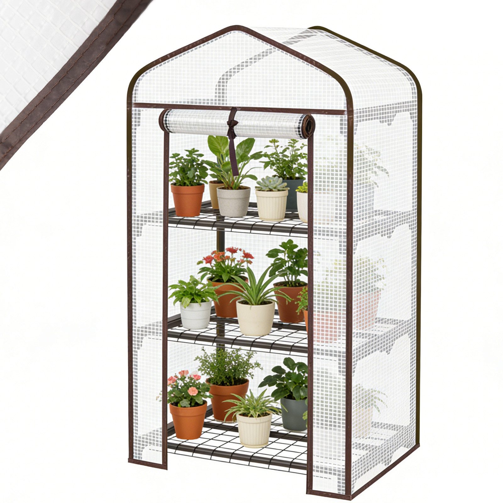 Sekey Tomatengewächshaus Foliengewächshaus Gewächshaus Balkon Garten Winterfest Tomatenhaus, BxTxH: 50 x 45 x 105 cm, 3 Etagen für Flexible Pflanzhöhe UV-Schutz