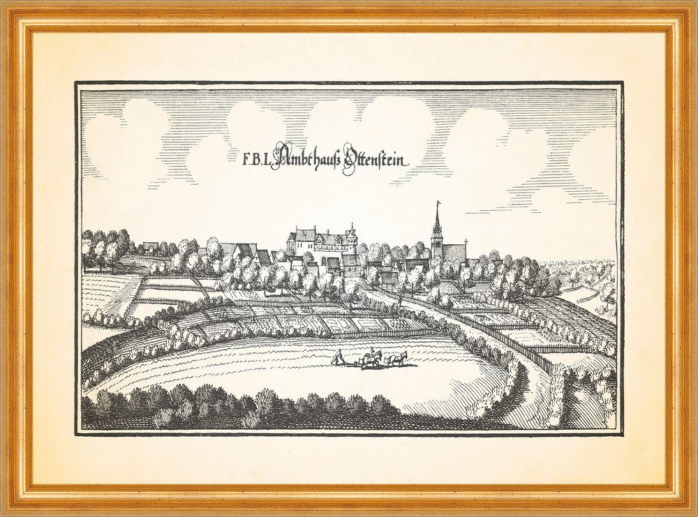 Kunstdruck F.B.L. Amthaus Ottenstein Liebfrauenkirche Weserbergland Merian 0398 G