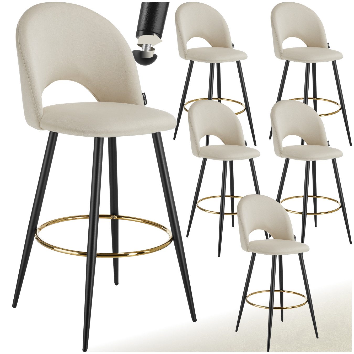 tectake Barhocker Barstuhl Sachel mit Rückenlehne, günstig online kaufen