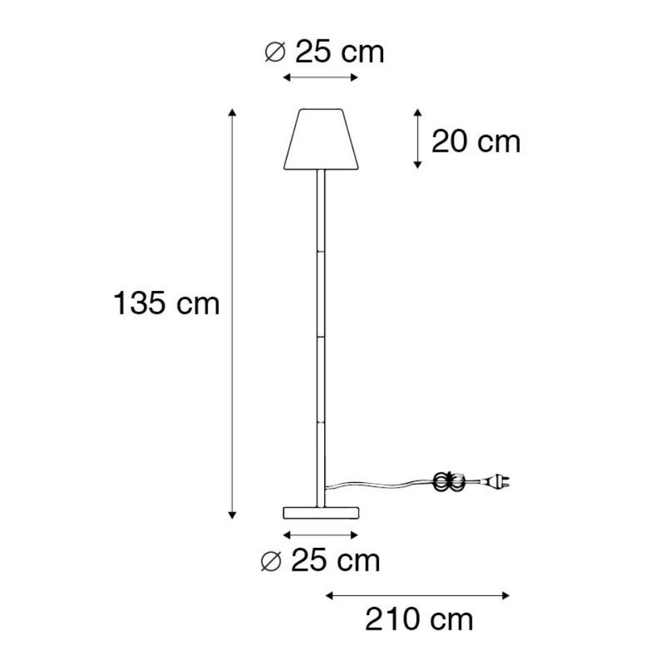 Qazqa Außen-Stehlampe Virginia, ohne Leuchtmittel, Warmweiß, QAZQA Außen Boden­leuchte, e27, Schwarz, Stahl, Design