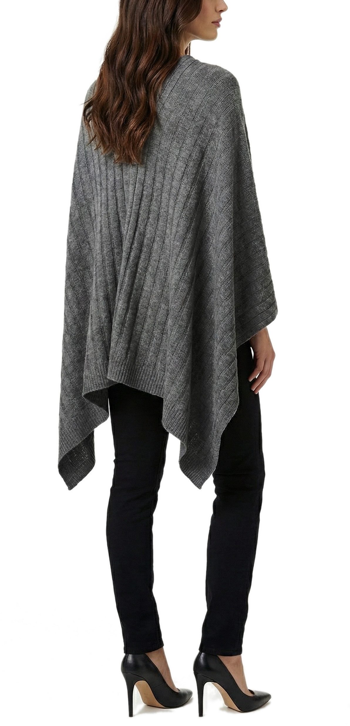 dy_mode Strickponcho Damen Strickponcho in Langgröße Elegantes Cape Überwurf in Unifarben