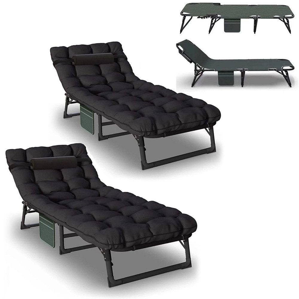 Divit Gartenliege 2x Klappbarer Liegestuhl KL3 Außen Gartenliege mit Matratze