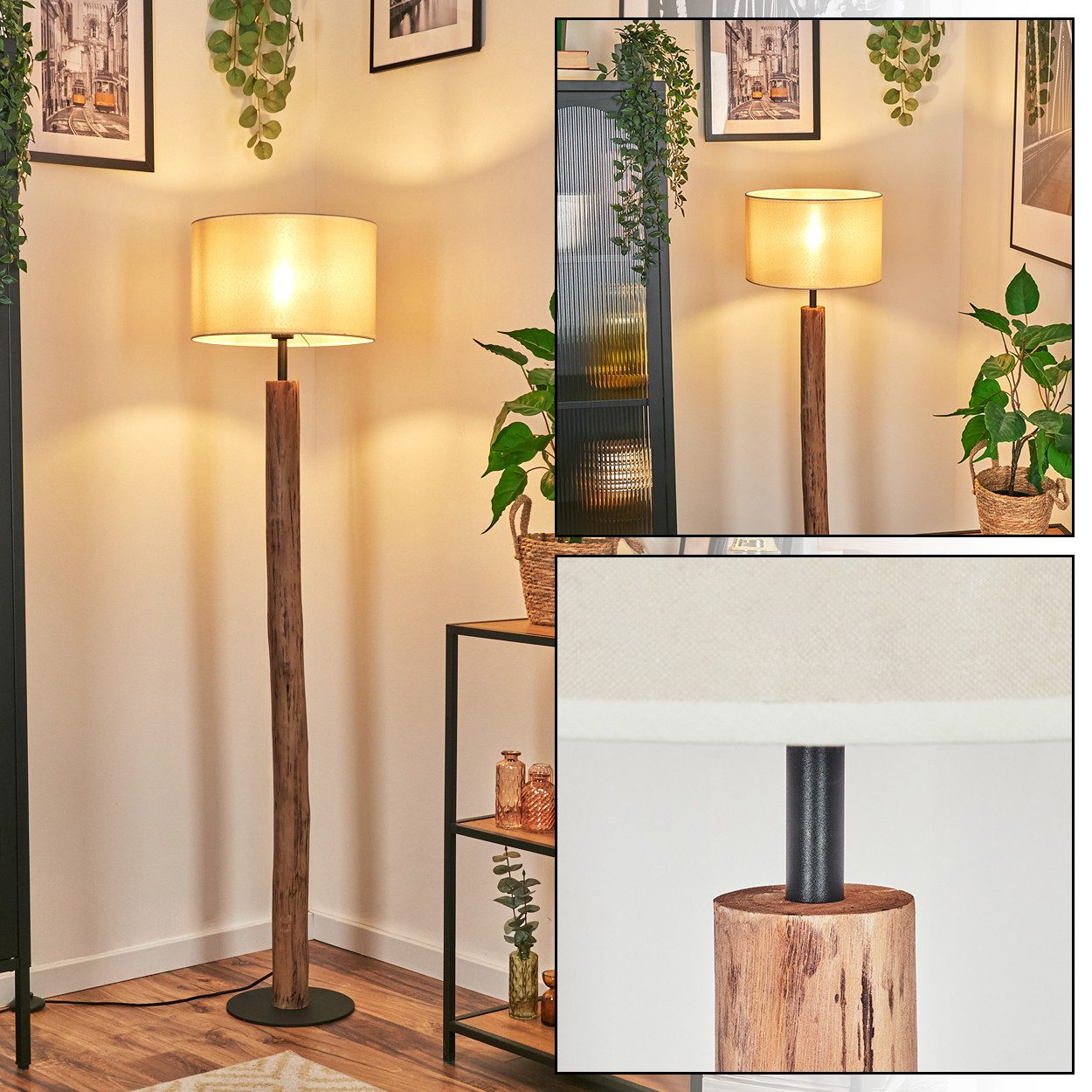 hofstein Stehlampe Stehlampe aus Metall/Eukalyptusholz im modernen Boho-Des günstig online kaufen