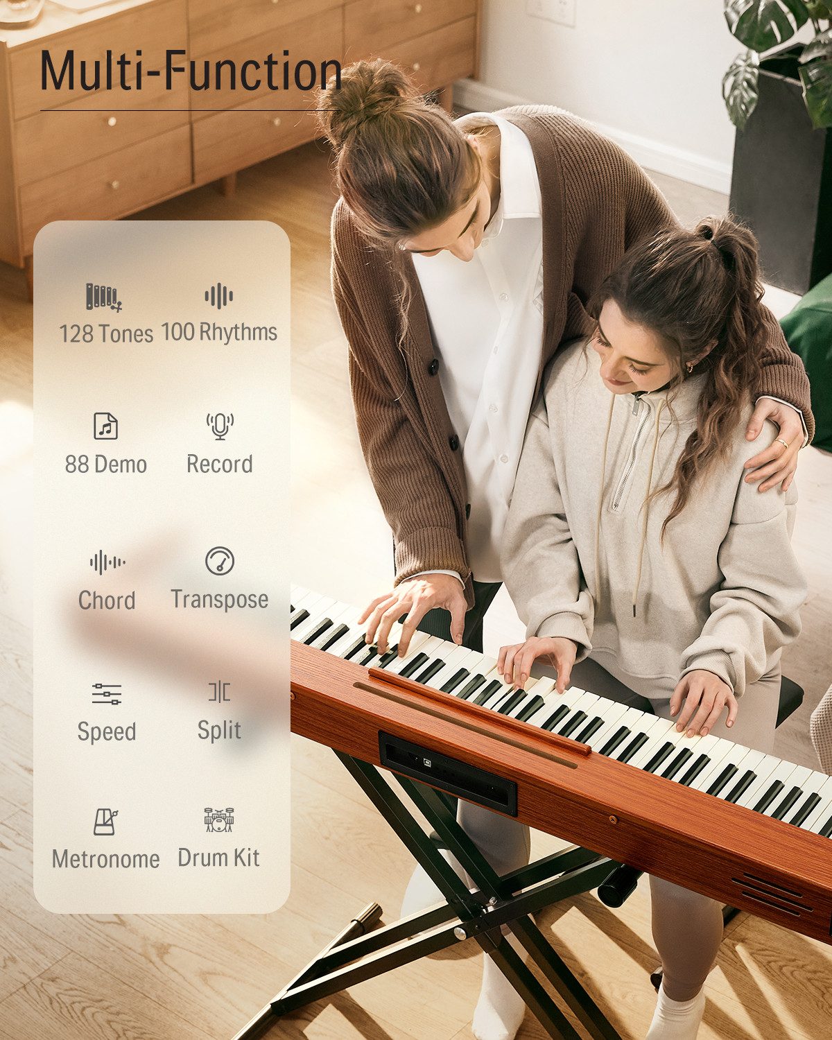 Donner Home-Keyboard E-piano 88 Tasten und Halbgewichtete Tastatur DEP-1S (Set), ideal für Anfänger, Aufnahme, Akkorde – Bild 4 von 5