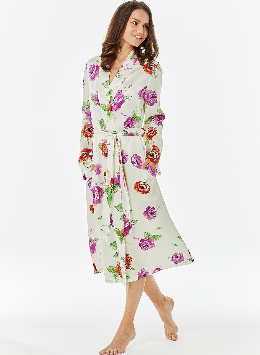 Jadee Morgenmantel Daybreak, Seide, Kimono-Kragen, Bindegürtel günstig online kaufen