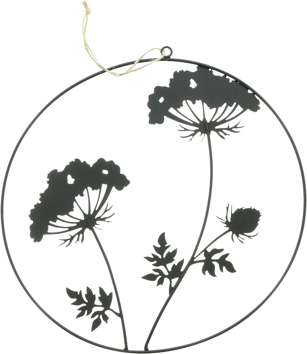 Dekoleidenschaft Dekohänger "Blumen" aus Metall matt schwarz, Ø 35 cm, Wand günstig online kaufen