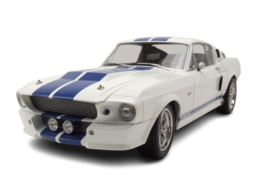 KK Scale Modellauto Ford Shelby Mustang GT500 1967 weiß blau, Maßstab 1:12