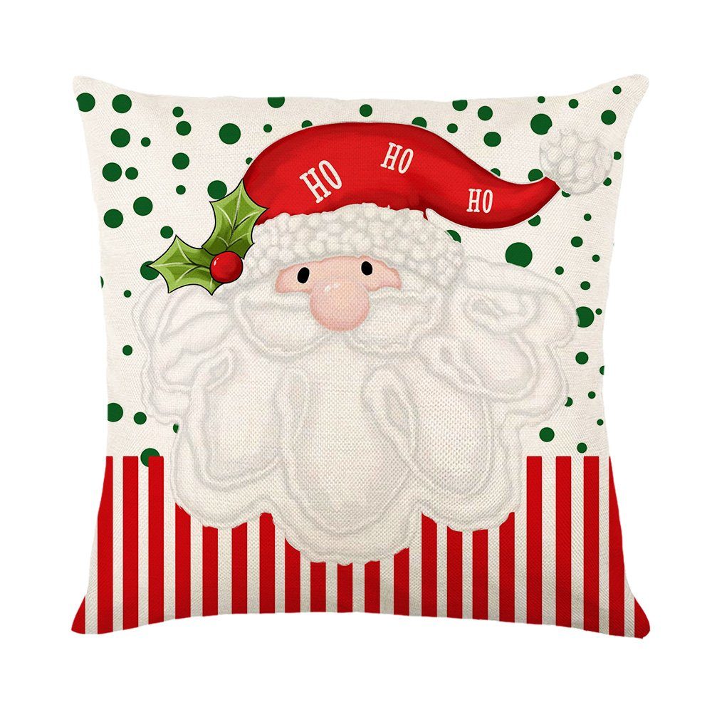 Kissenbezug 4 (4 Deko, Bett Stück, Stück) Quadratisch, Leinen, Weihnachten #2 für Sofa Rosnek