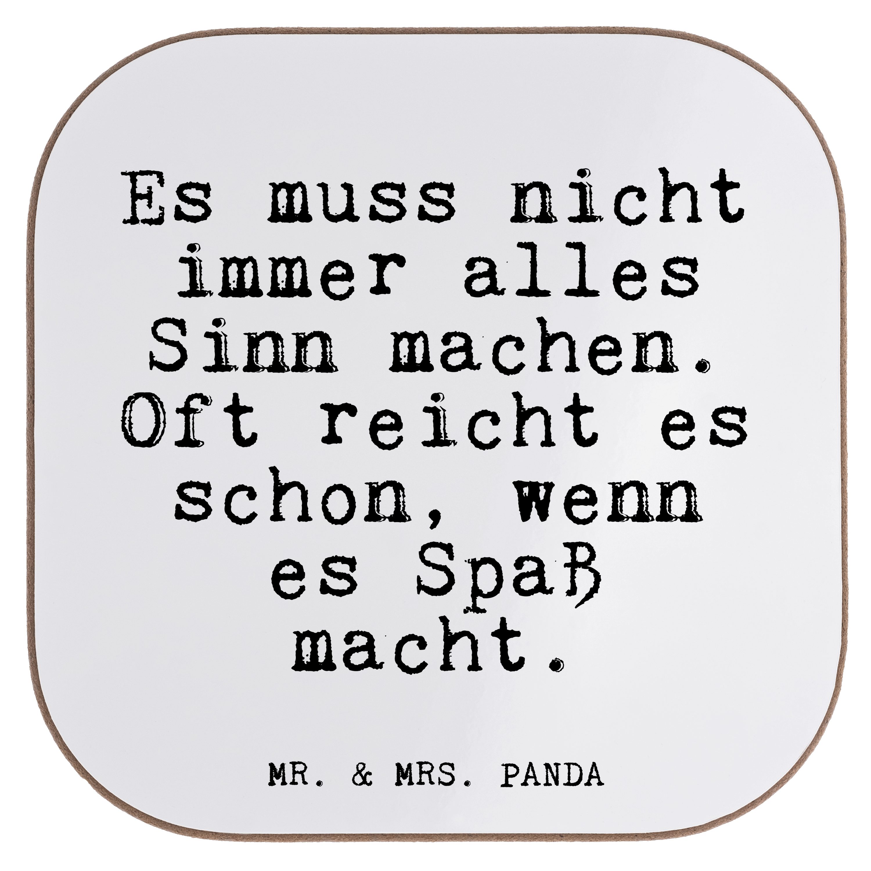 Mr. & Mrs. Panda Getränkeuntersetzer Es muss nicht immer... - Weiß - Geschenk, Spass, Glizer Spruch Sprüch, 1-tlg.