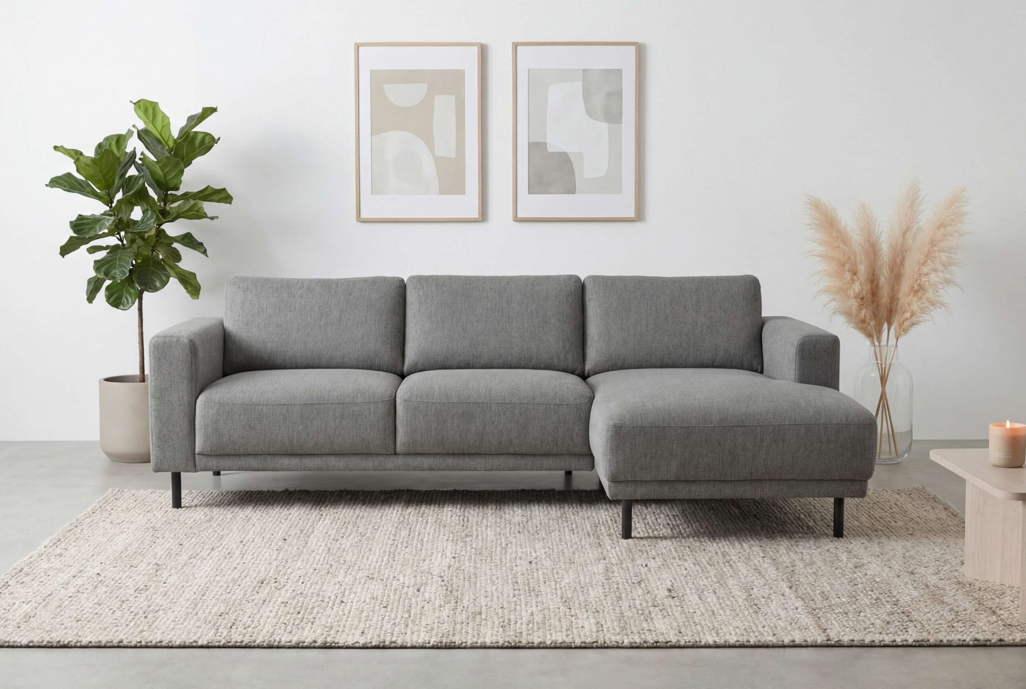 OTTO home Ecksofa Sveeva, L-Form, B.238 cm, schwarze Metallfüße, langlebiger Webstoff, mit Wellenunterfederung, viele Farben